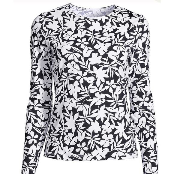 Lands' End Women's SunShade UPF 50 Long SleeveRelaxed Rash Guard Print 3XL - Picture 2 of 9